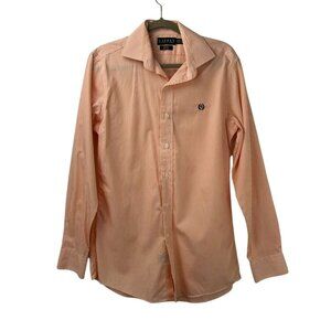 Lauren Ralph Lauren Shirt Men's 34/35 Orange White Stripes Slim Fit